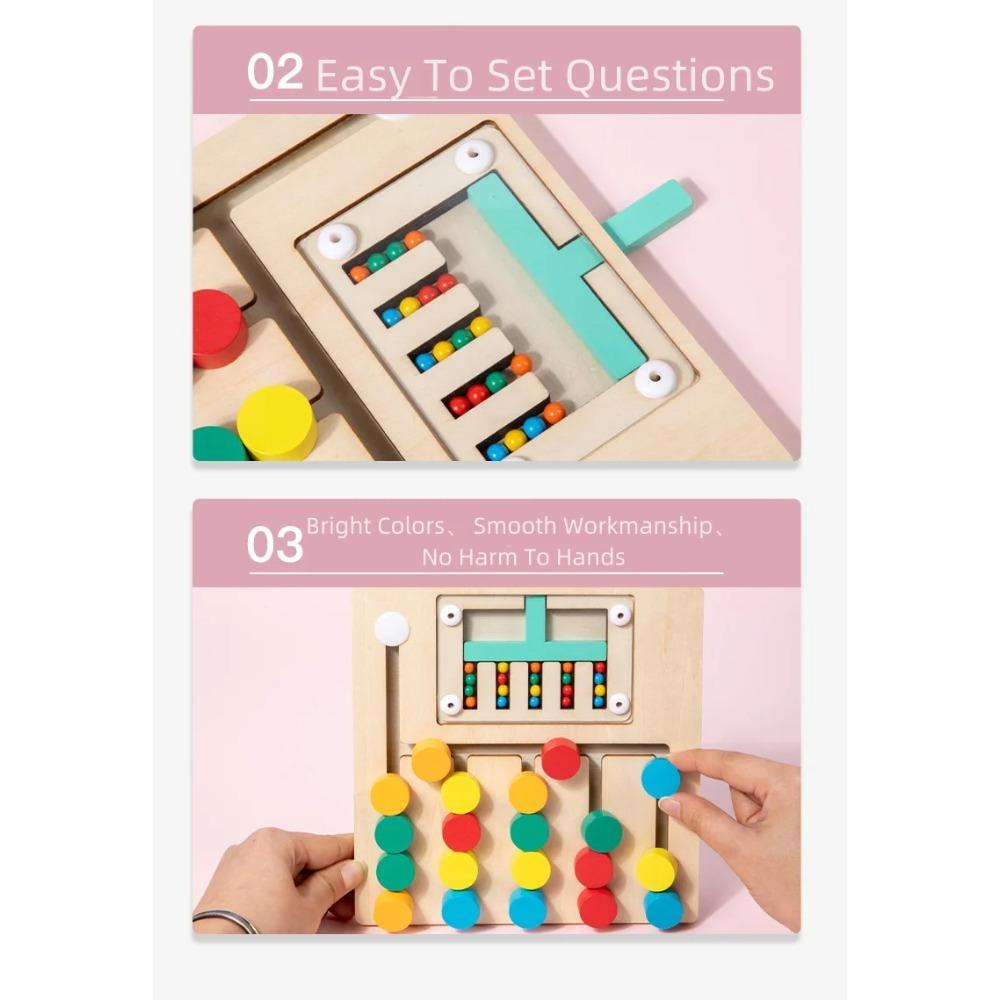 Montessori Farbzuordnungsspielzeug Holzfarbabgleich Schiebpuzzle Hand-Auge-Koordination Frühes Lernspielzeug für Kleinkind Kind Geschenk