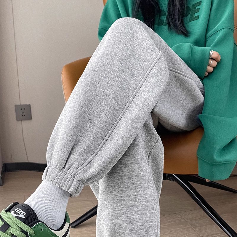 

Plus Size 100kg Black Sweatpants for Women, New Spring Style, Slim-Fit Casual Harem Pants with Cuffs Spring and Autumn - Gray 3XL