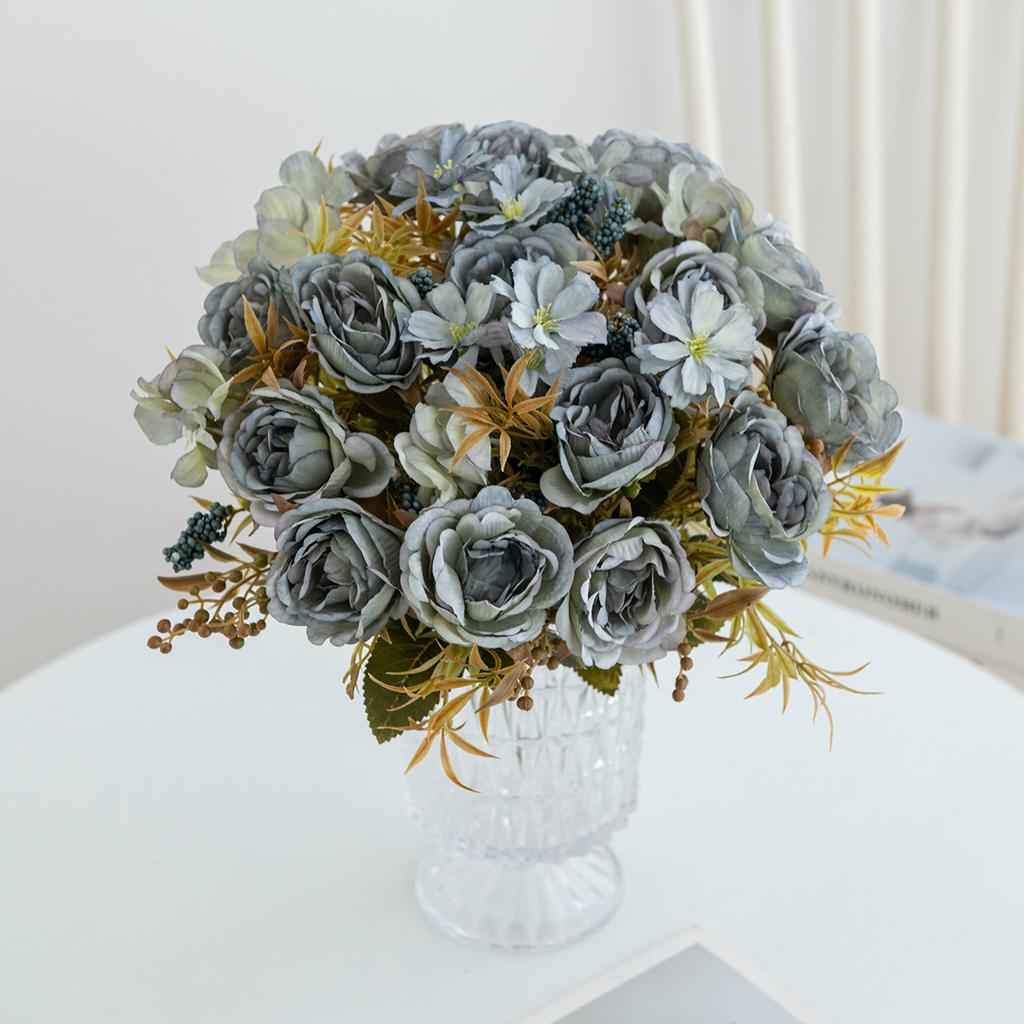 1/3 st Konstgjorda blommor i siden Ros pion Bröllop brudbukett Hem Jul Utomhus trädgårdsbåge DIY gåva festival Dekoration