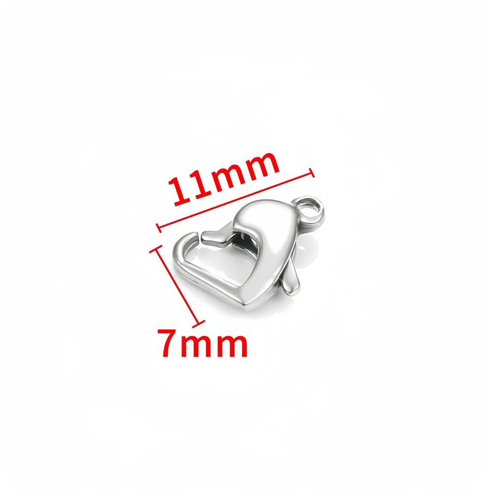 Stainless Steel Lobster Clasps Hook Connectors Heart Shape for DIY Jewelry Necklaces Bracelets Making Findings Accessories