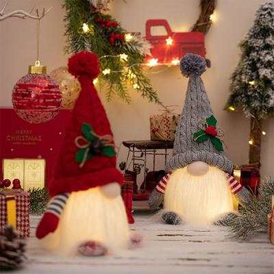 Pack of 2 Christmas Plush Gnome with LED Christmas Gnome Figure Christmas Decoration Gnome for Christmas Home Kitchen Decoration