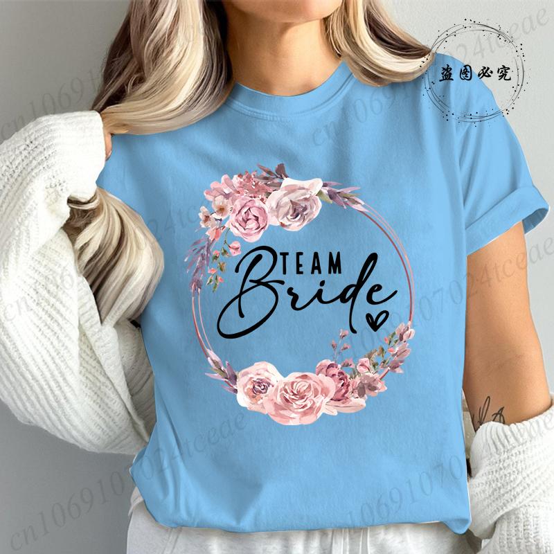 Bachelorette Party Print Bridal TShirt Short Sleeve Tshirt Casual Bridesmaid Tops Womens Clothing Fashion Casual TShirt T02