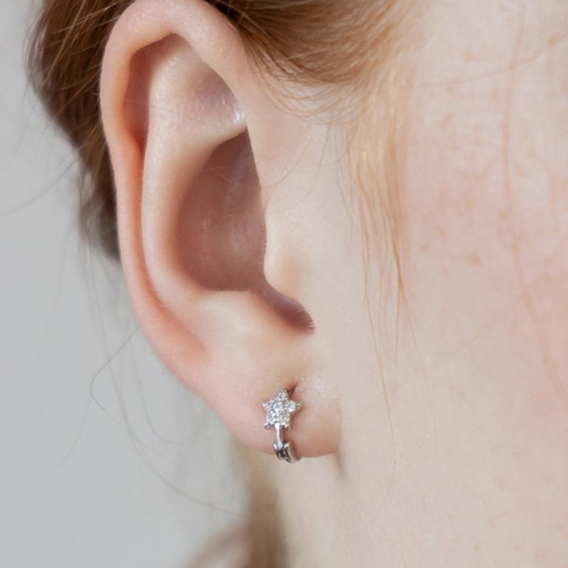 TATIANA (925 Silver) Crystal Starlet Hoop Earrings EC3230