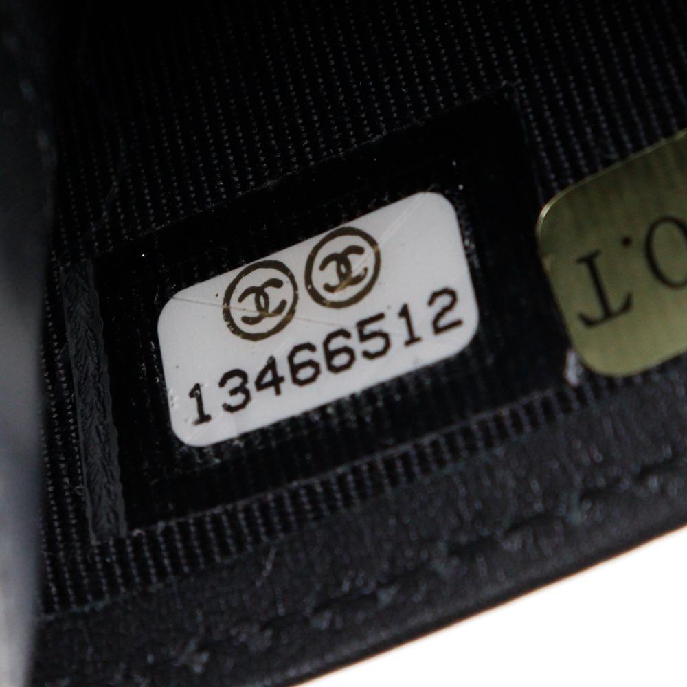 Chanel Matelasse Brilliant Purse A48691 Two-fold Long Wallet Black Enamel Women Used