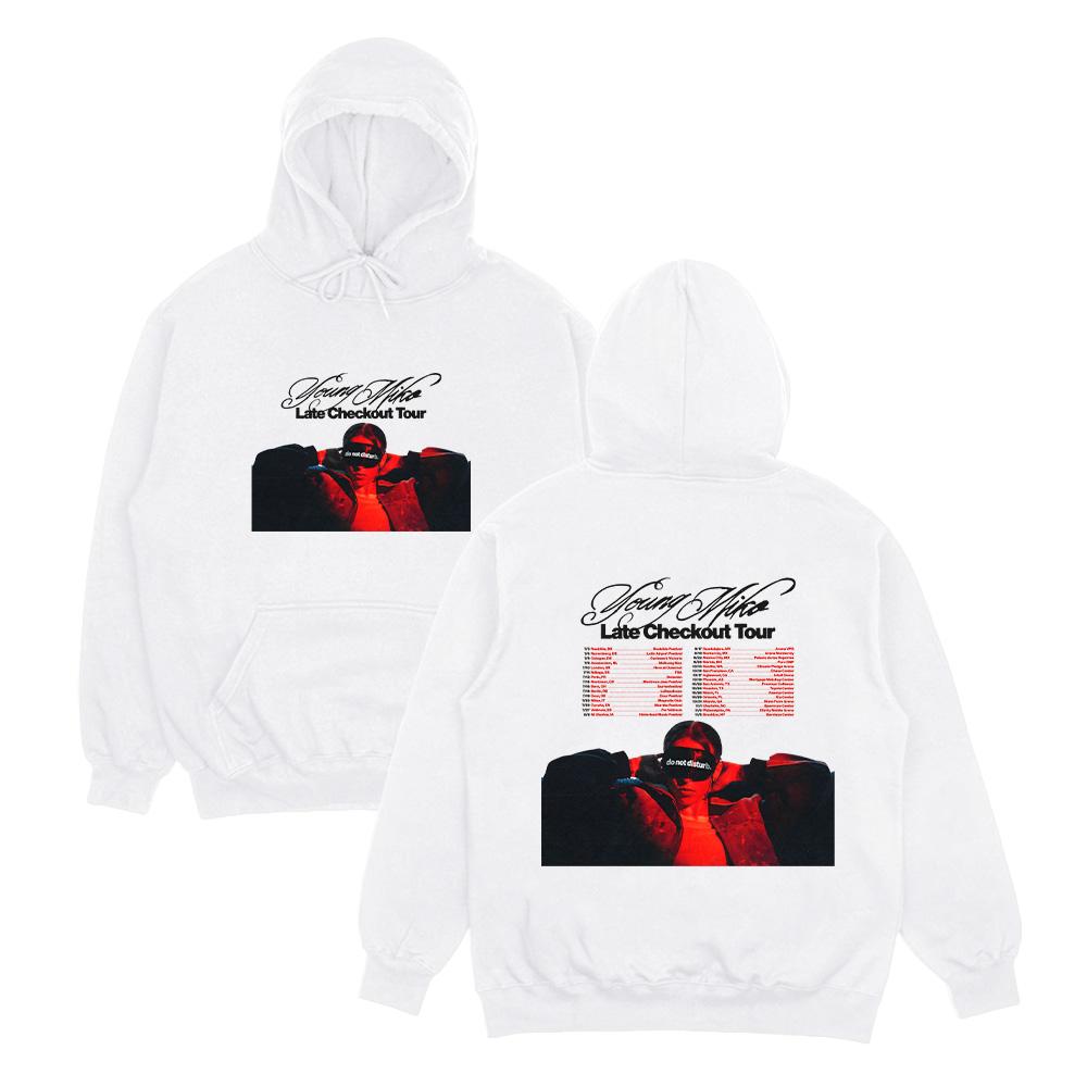 Худи Young Miko Late Checkout Tour Худи Young Miko Late Checkout Tour Мужская повседневная свободная одежда Уличный стиль Женские топы XS белый