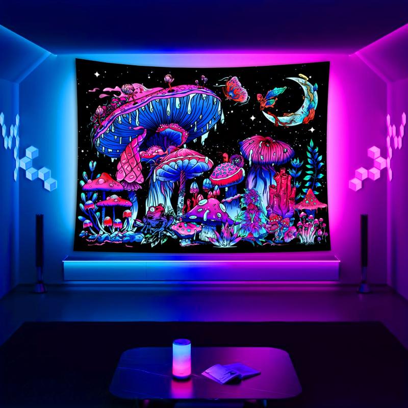 VIKAMA psychedelic mushroom fantasy forest tapestry bedroom bedside esports room bar party background tapestry atmosphere decor