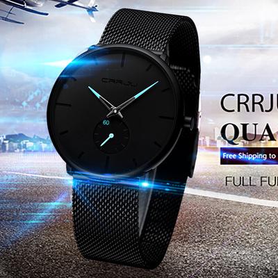 30 Meter Waterproofing Super Thin Men's Business Watch Black Leisure Wristwatch