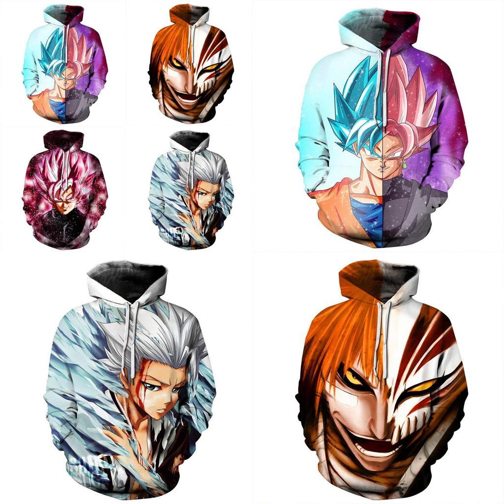 Polyester Dragon Ball Z Super Saiyan Goku Men Women Anime Pullover Hoodie**