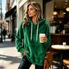 Women's Long Sleeve Flannel Hoodie Color Casual Pullover Top