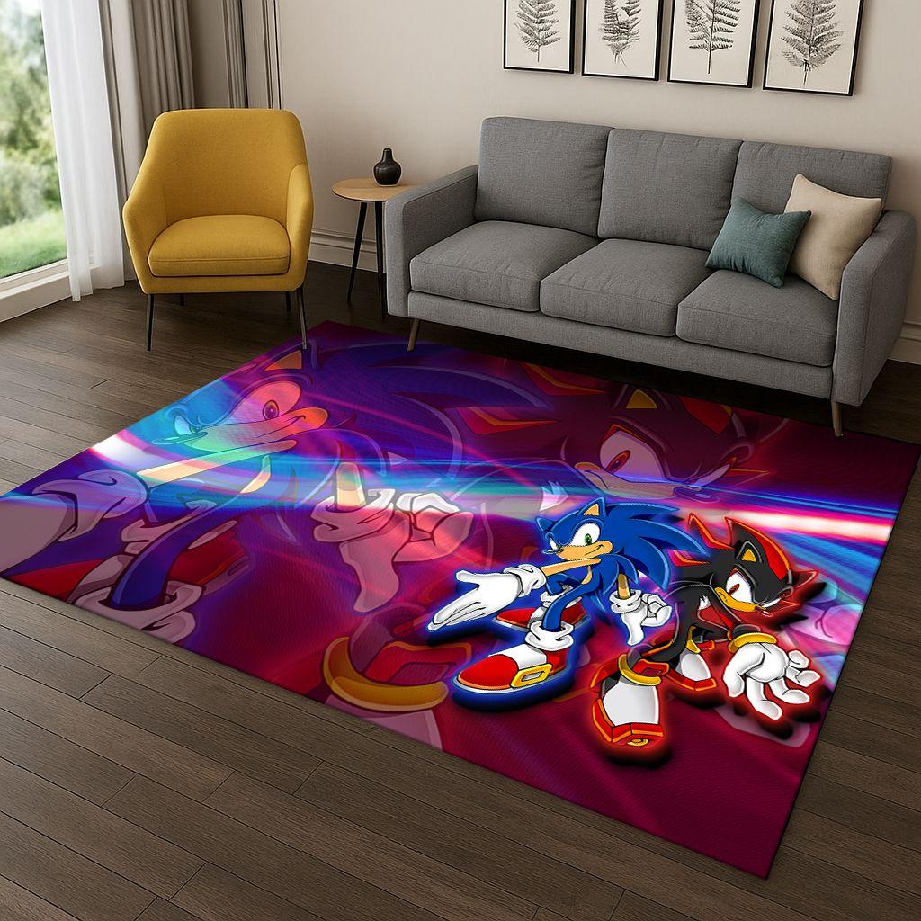 Classic S-Sonic Game Cartoon Hedgehog Carpet Rug for Bedroom Living Room Sofa Home Decor,kids Area Rug Non-slip Floor Mat Gift