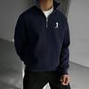 Vielseitiges bedrucktes Halbzip-Sweatshirt für jeden Tag: Entspannter Schnitt, Bequemes Stehkragen Herren Herbst/Winter Oberteil, Herren Viertel-Reißverschluss Pullover