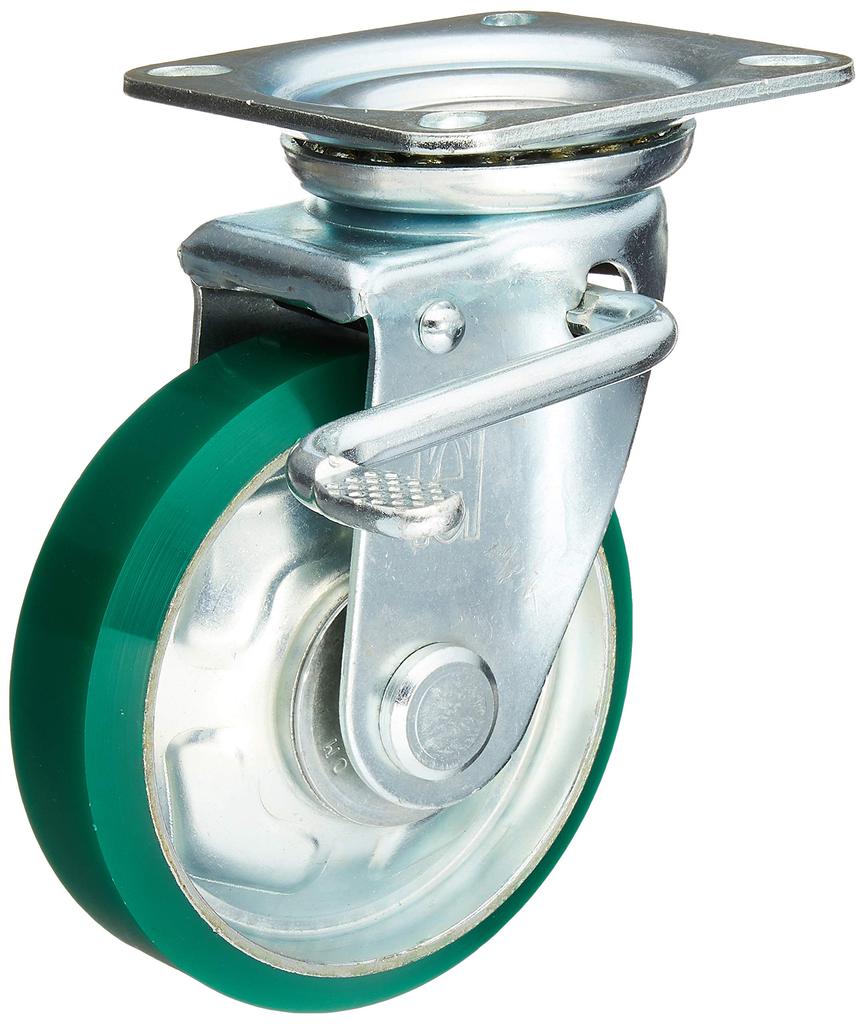 OH Press Caster, Swivel Brake, Urethane Wheels, 130mm, OHUJB130