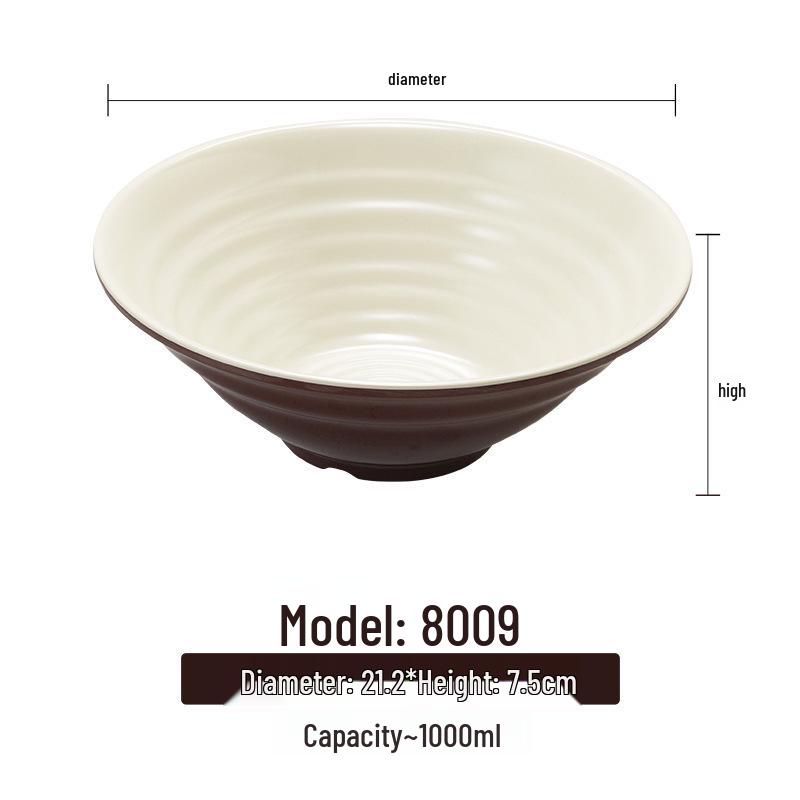 Melamine White Noodle Bowl, Imitation Porcelain, Large Plastic Soup/Rice Bowl for Commercial Use.