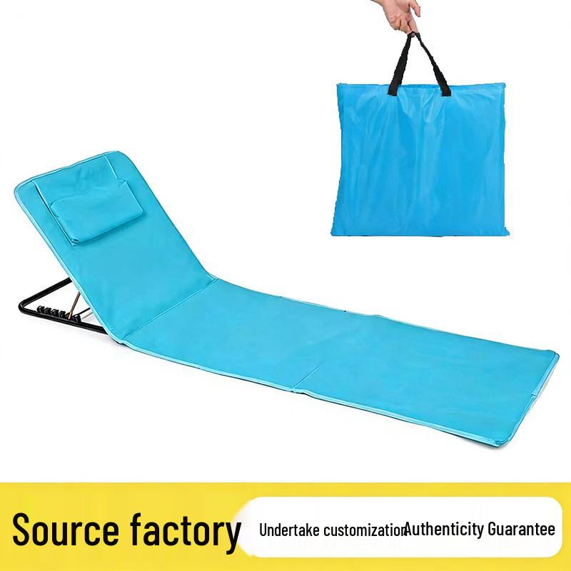 Portable Folding Outdoor Beach Mat with Adjustable Backrest небесно-голубой