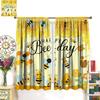 Bee Curtains Boy Girl Bedroom Spring Yellow Honeybee Inspirational Art Printed Window Drapes Living Room Curtain Light Blocking Polyester Ideal For
