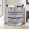 1pc Foldable Laundry Basket with Sturdy Handle - Geometric Tribal Stripe Storage Hamper, Space-Saving Collapsible Design Suitable for Apartments, Dorm