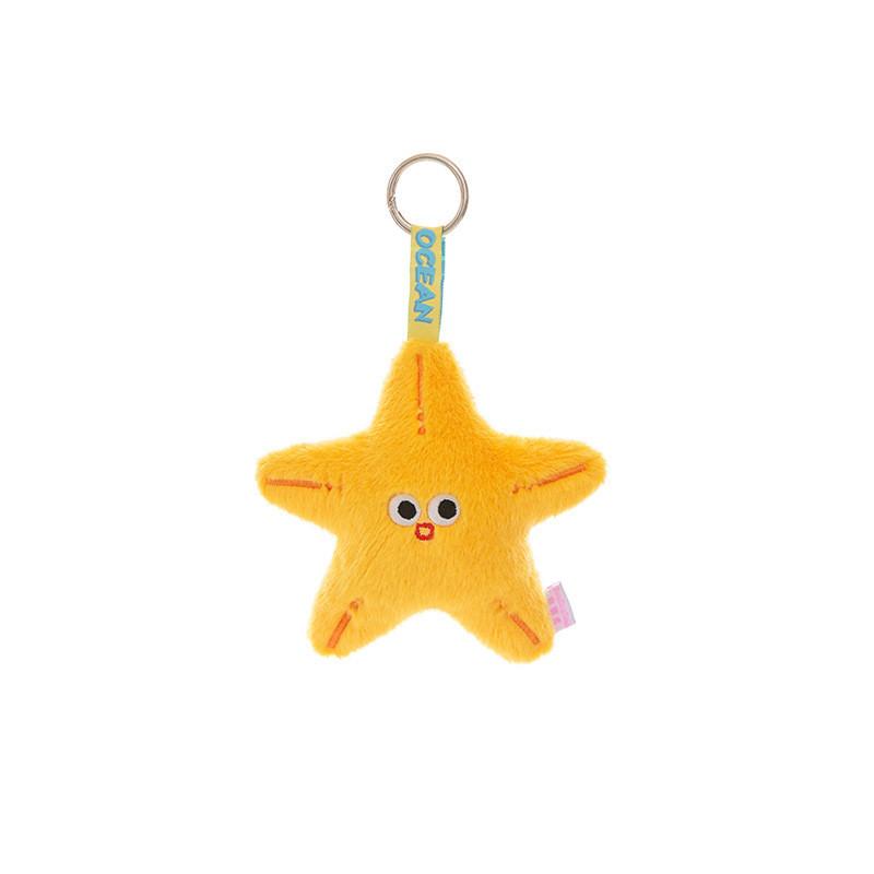 

Ocean Animal Starfish Octopus Whale Plush Keychain With Soft Short Pile For Backpack Decor And Gifts YellowStarfish
