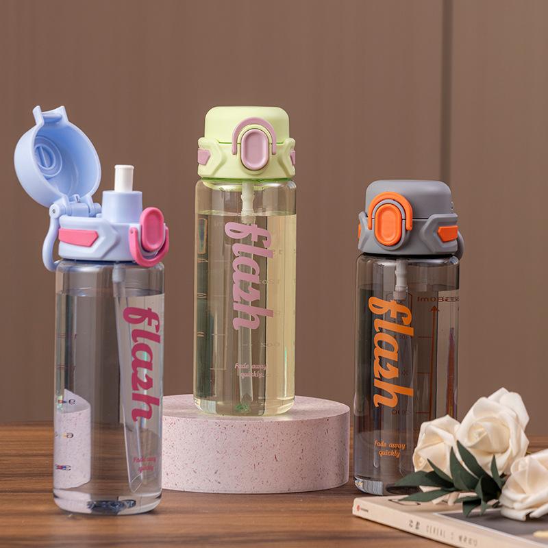Water bottle summer high value student water cup sports simple fresh double drink easy cup boys and girls portable anti-drop straw cup