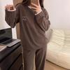 Velvet Plus Size Women's Warm Homewear Set - Long Sleeve & Pants for Autumn/Winter