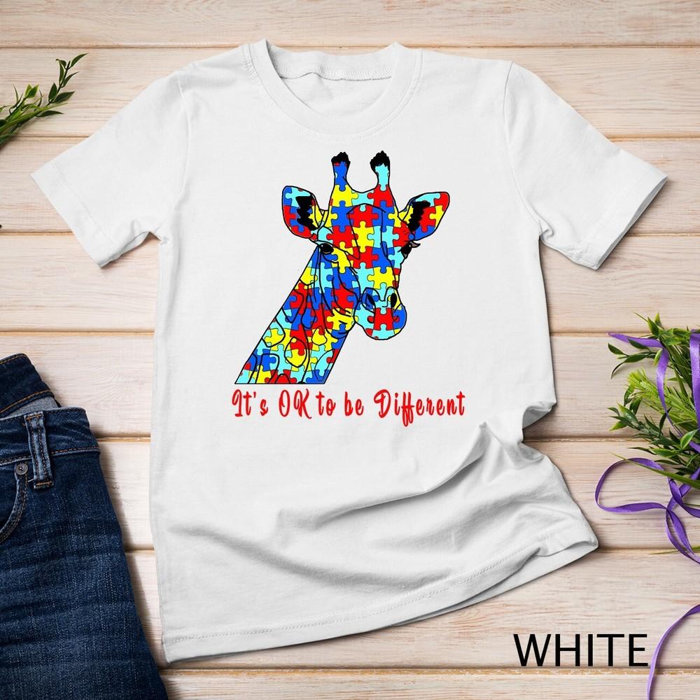 

It s Ok To Be Different Autism Awareness Giraffe Kids Unisex T-shirt 3XL