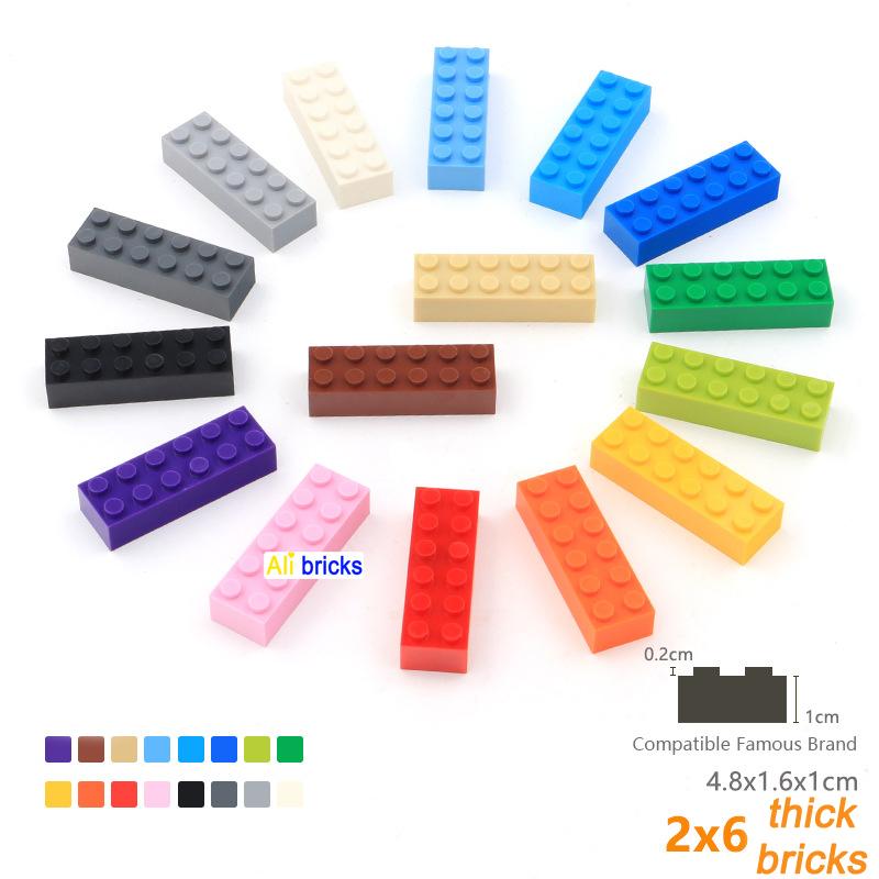 

40pcs Bulk Building Blocks Thick Figures Bricks 2x6 Dots Educational Creative Size Compatible With 2456 Plastic Toy for Children