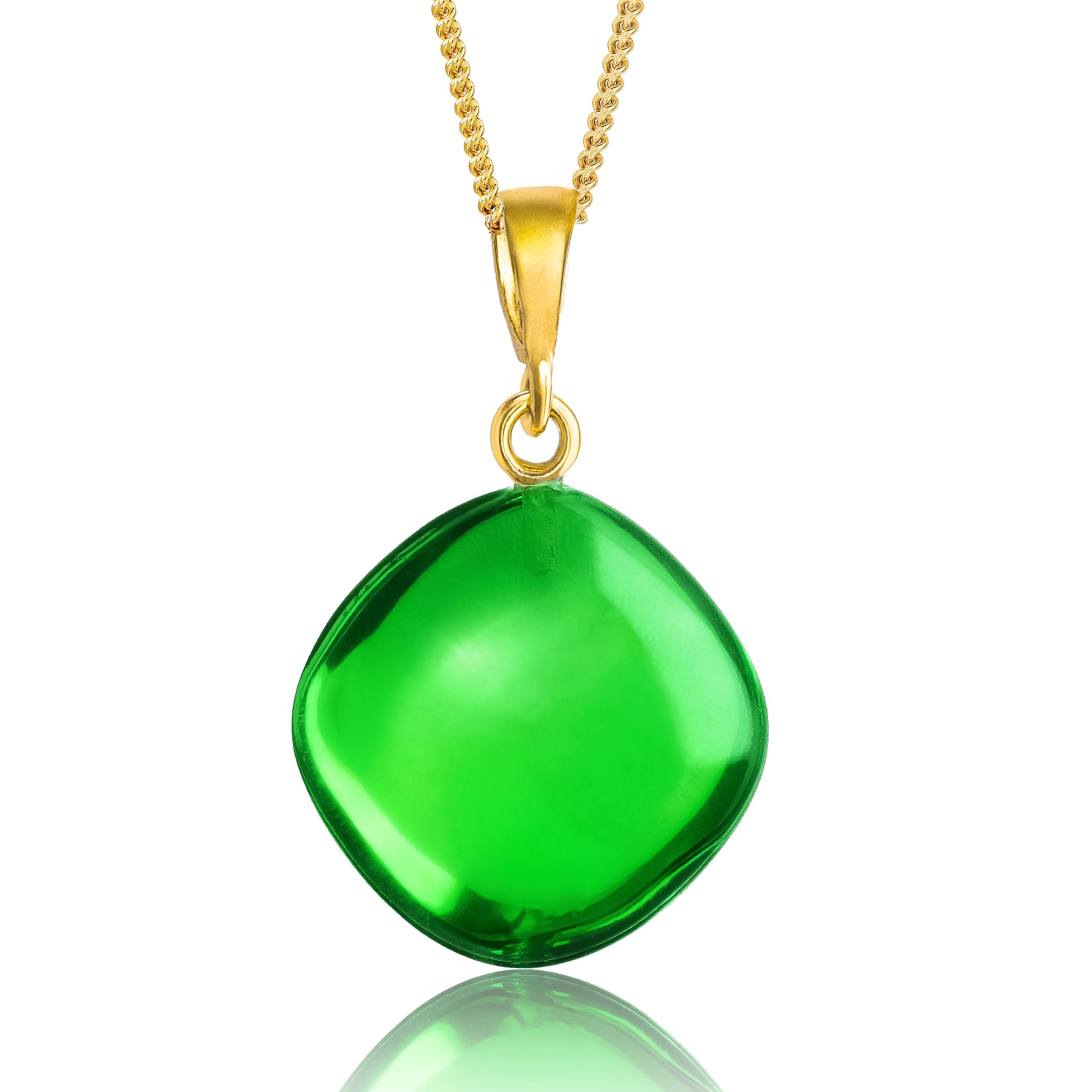 [Amber by Mazukna] Amber Necklace Pendant, Square Shape, with Dedicated Jewelry Box, Silver925, Gold Plated Chain (approx. 45cm), Lightweight,
