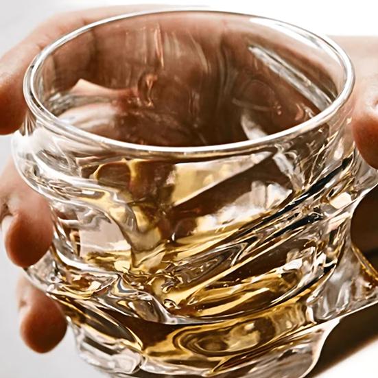 Storm Whiskey Glass with Wave Texture 320ml Spirits Tumbler for Bourbon Cocktails Lead-Free Iced Drink Glass Elegant Home Bar Gift