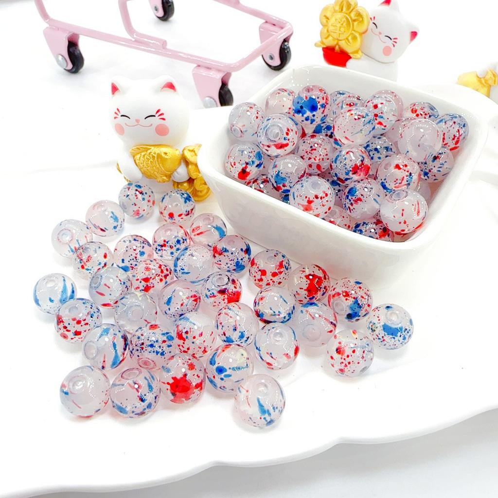 10mm Crackle Glass Round Beads, Loose Spacer Beads DIY Accessories for Bracelet Making 50pcs