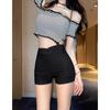 Autumn 2024 Korean Style High Waist Black Spicy Shorts for Women - Slimming, Versatile, Elastic Hip-Wrapping Hot Pants