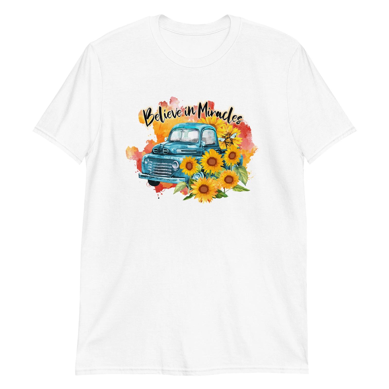 Miracles Unisex T-Shirt, sunflower flowers nature garden fun happy plants hiking XXL