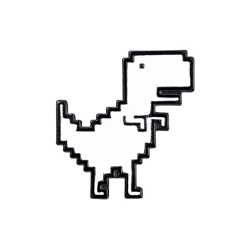 Cartoon Pixel Dinosaur Brooch: Trendy Metal Badge and Bag Accessory