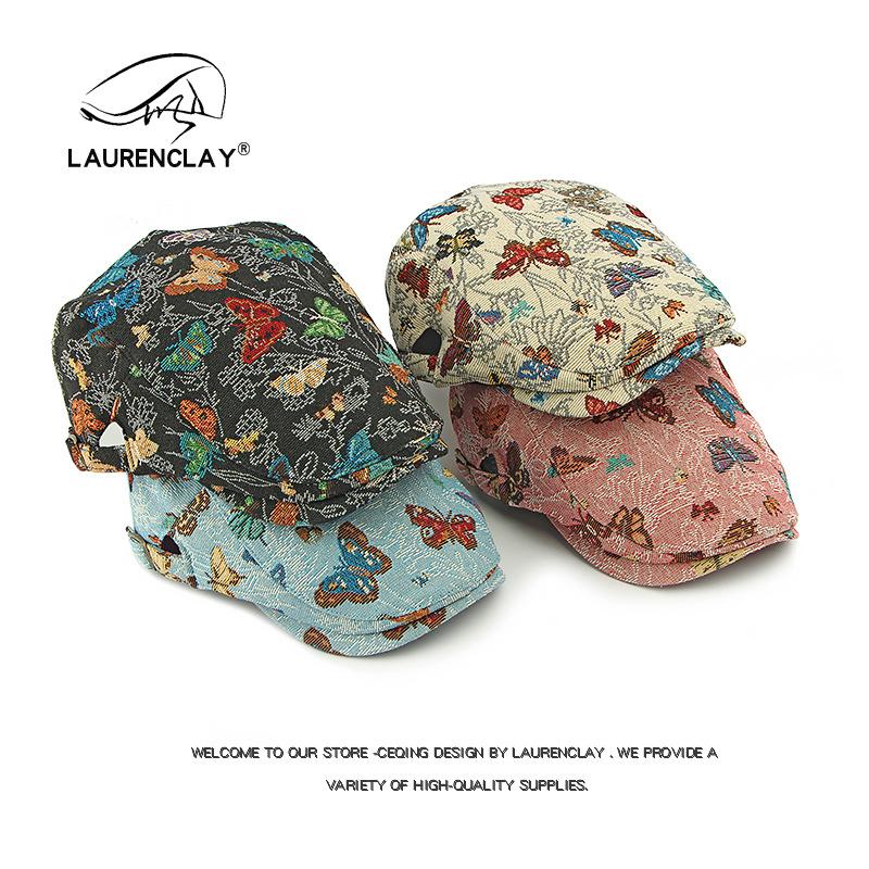 Personalisierte Jacquard-Mütze Damen Britischer Retro-Barett Einkaufen Lässig Vorwärtskappe Literarische Kappe Trend