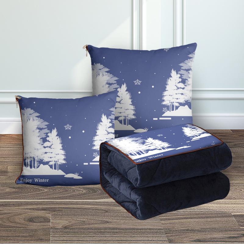 Custom Cartoon Plush Throw Pillow Blanket with Fleece Lining