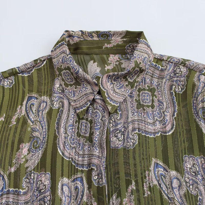 Kaslead New Arrival Women's Fashion Style Fashion Metal Color Line Print Shirt 2539149