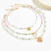 European and American Bohemian Love Pendant Necklace Multi-layered Color Beaded Imitation Pearl Clavicle Chain
