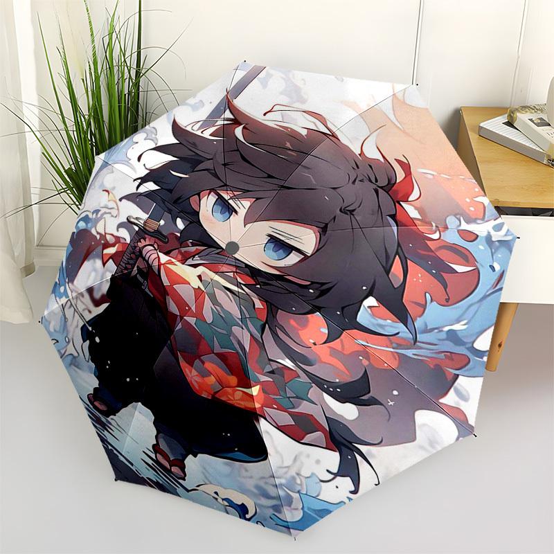 

1pc Samurai Champloo Inspired Automatic Opening/Closing Outdoor Umbrella - Portable 3-Fold Design with Iron Frame - Perfect Gift for Fans, Travel