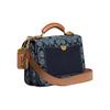 Coach Riley Floral Print Canvas And Leather Pillow Bag Women Handbags Denim-Blue 3630-B4RA3