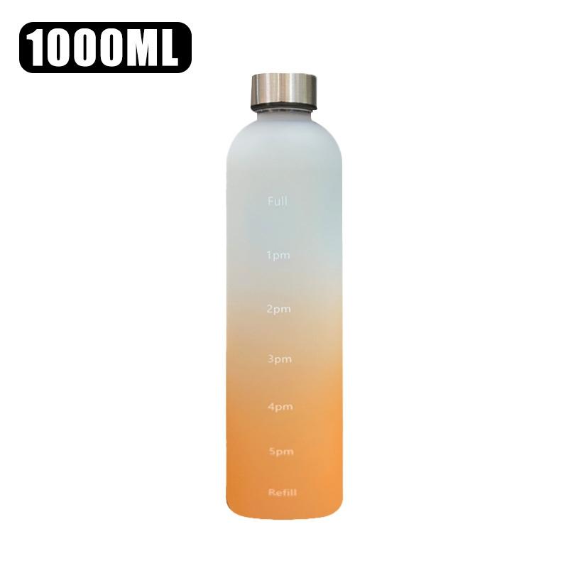 1l Water Bottle With Time Marker Gradient Frosted Plastic Cups Motivational Reusable Fitness Sports Outdoors Leakproof Bpa Free