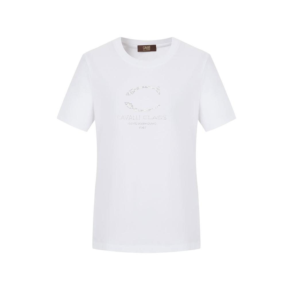 100% Cotton Hot Diamond Logo: Spring/Summer Fashion Personalized Versatile Women's Short sleeved T-shirt