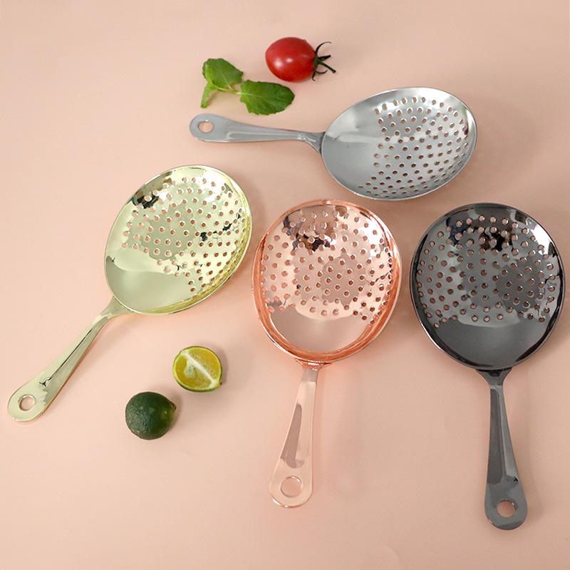 European Double-Layer Stainless Steel Cocktail Strainer Spoon