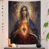 Sacred Heart of Jesus Canvas Painting Mary Hanging Bohemian Tapestry Cheap Hippie Wall Hanging Bohemian Wall Tapestrie