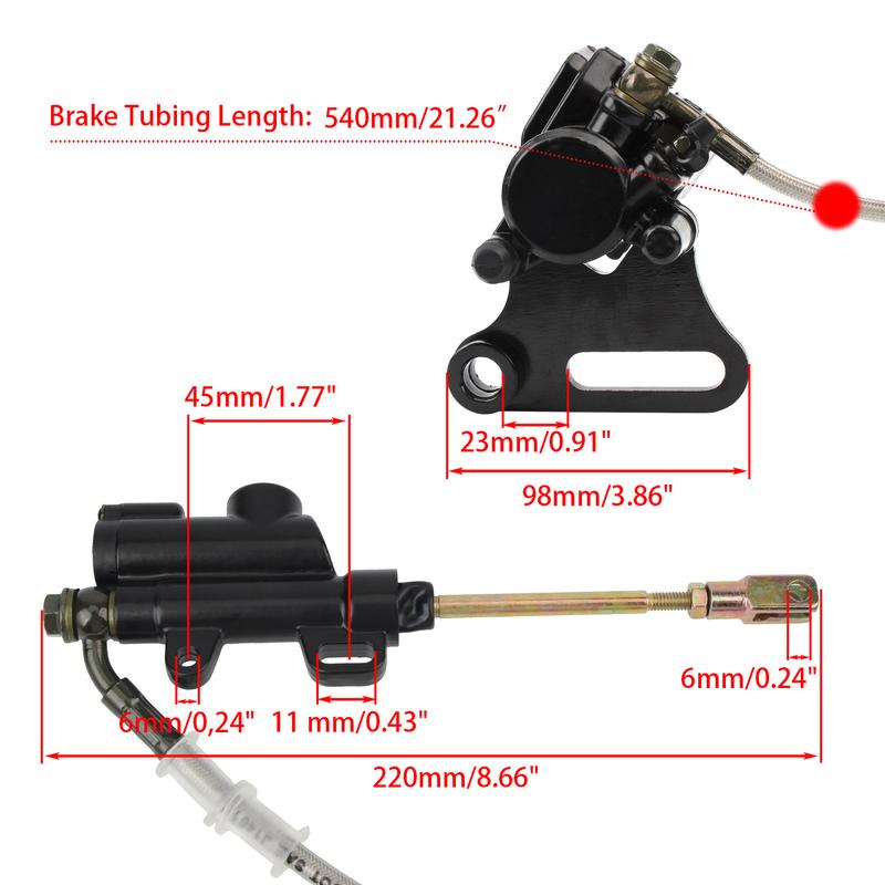 Pinça de Freio a Disco Traseiro Hidráulica para Motocicleta de 15MM com Cilindro Mestre Serve para Motos de Terra 125cc -160cc Acessórios de Motocross Refit