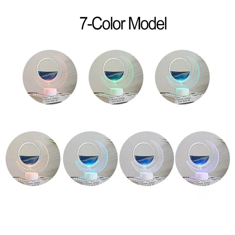 3D Sandscape Moving Sand Art Picture Table Lamp with 7 Colors Quicksand Liquid Hourglass Flowing Sand Painting Home Decor Gifts