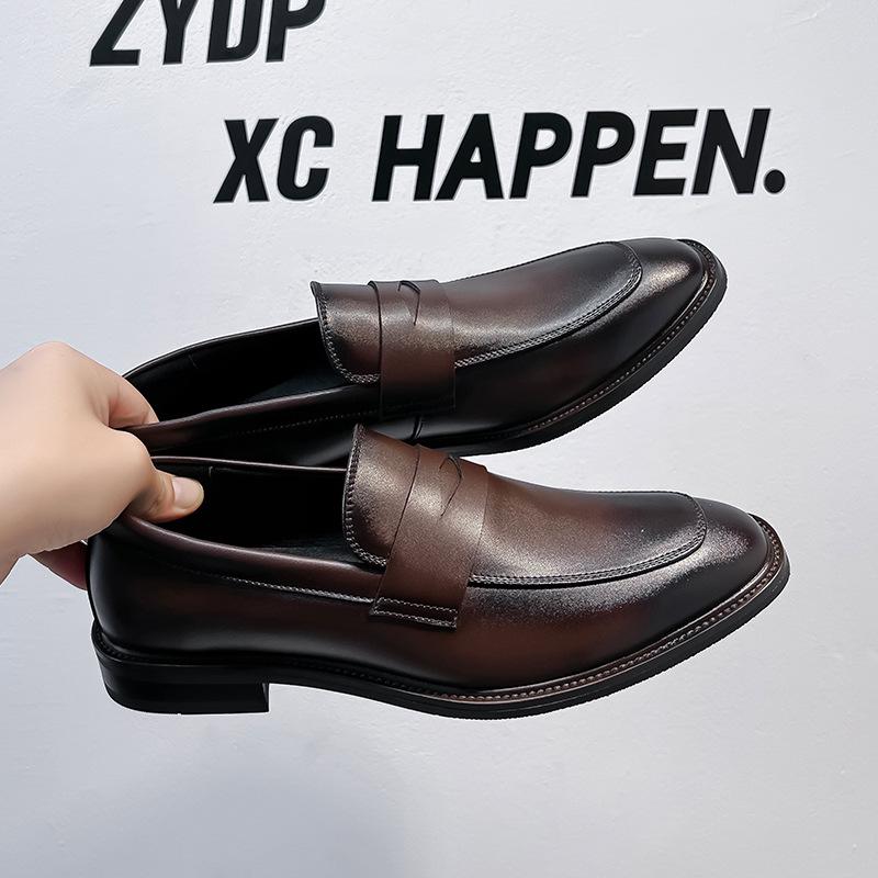 New Casual Breathable Men's Shoes British Style Business Dress Pointed One Pedal Men's Leather Shoes 24305-A