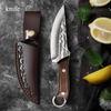 Ring Knife Kitchen Hand Knife Meat Knife Fruit Knife Barbecue Eating Pig Beef and Mutton Knife Portable Knife with Wooden Handle