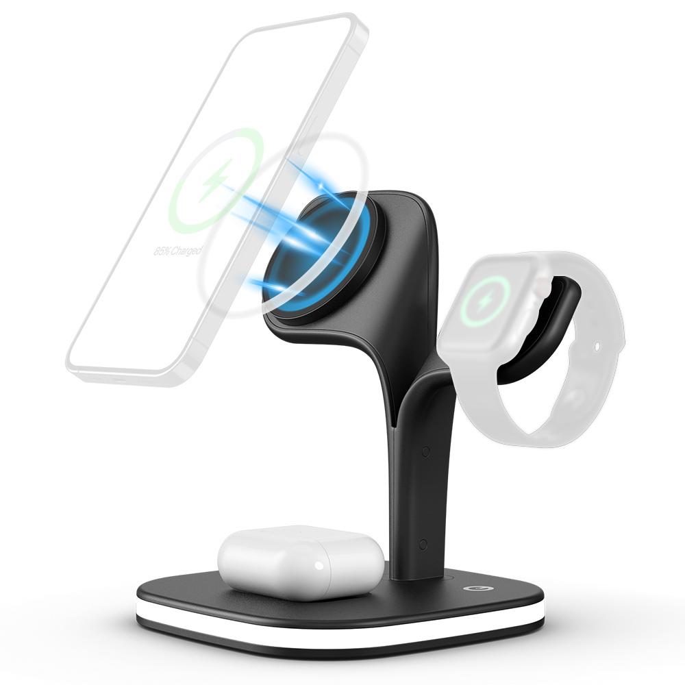 5 In 1 Charging Station Mag Safe Wireless Charging Stand with LED Night Light for Multiple Devices Universal Phone