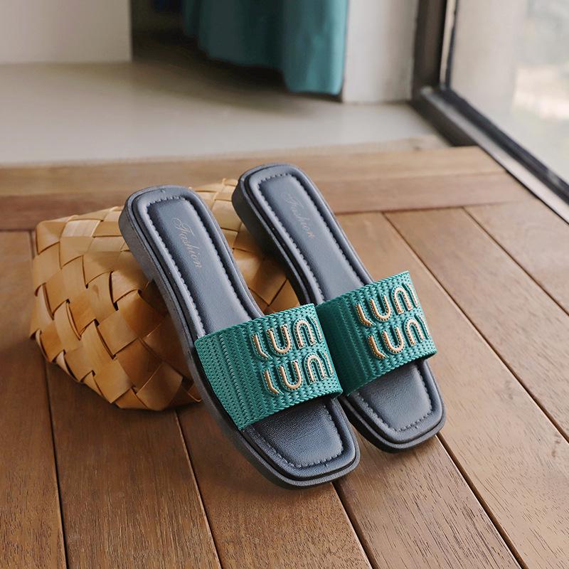 Женские летние шлепанцы в корейском стиле для пляжа - Универсальный дизайн ремешка для помещений и улицы 40-41 Runs Small 880₽