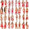 Women Underwear Christmas Sexy Lingerie Red Babydoll Dress Sleepwear Costume Set