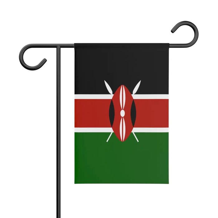 Drapeau - Kenya - 32 X 47.5 Cm - Polyester - Impression Recto/verso - Multicolore