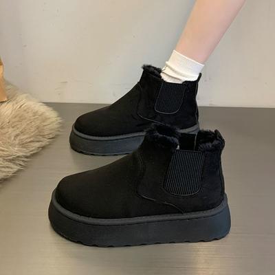 Thick-soled Snow Boots, Winter 22 New Velvet Thickened Warm Boots, Bun Big Cotton Shoes